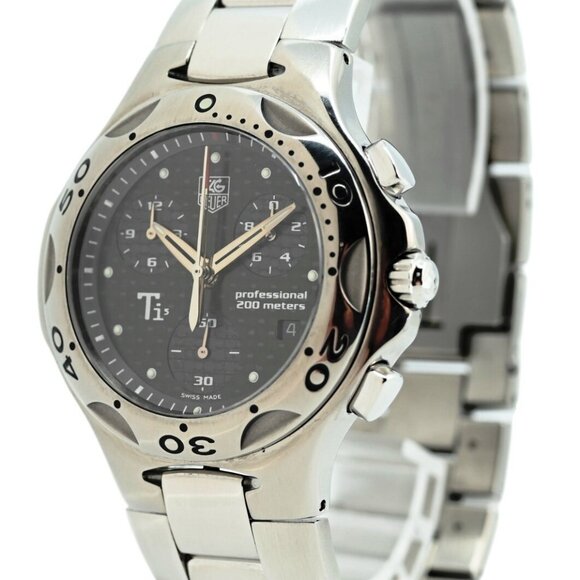 RARE Tag Heuer Kirium 39mm Men's Carbon Fiber Dial Chrono Titanium Watch CL1181! - Picture 3 of 11